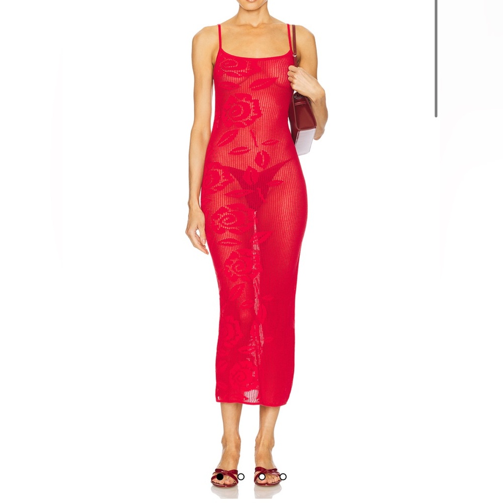 LOBA Orlando Midi Dress in Red // Size Small